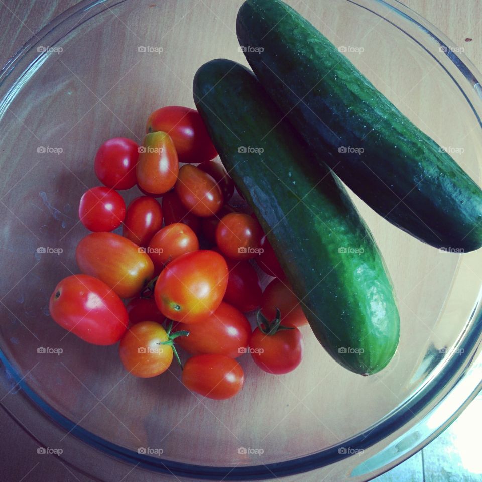 Straight from the garden. I teach music lessons, one of my dear students brought me tomatoes and cucumber from his garden