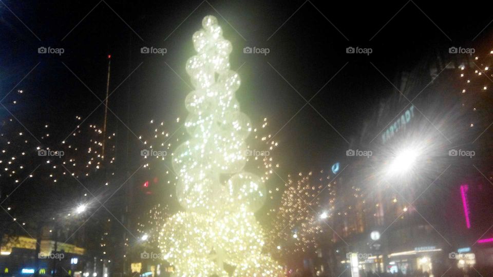 christmas lights in Berlin in shape of a tree