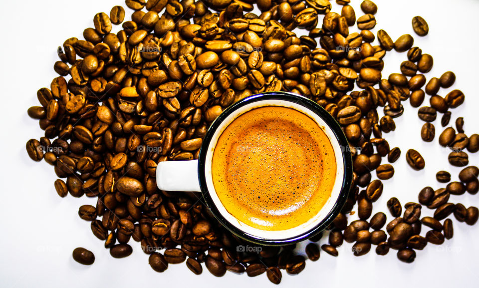 Coffee beans and coffee cup 