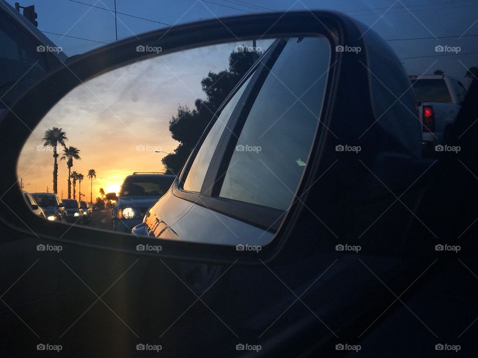 Mirror view of sunset