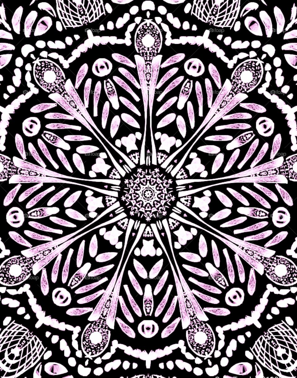 My Reflectional Glowing Purple Floral Art Design Pattern. Circular type of Grid.