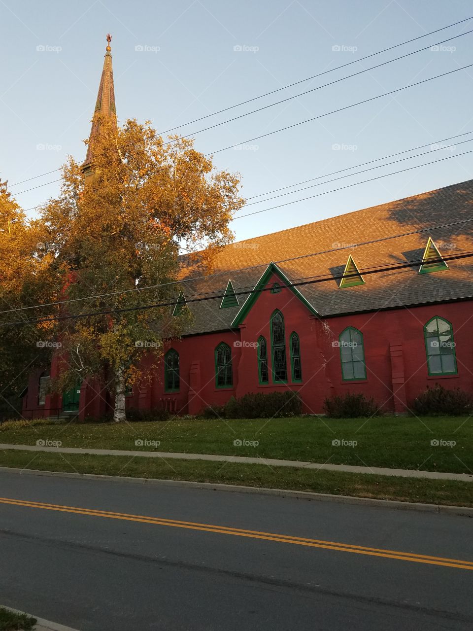 church in autumn