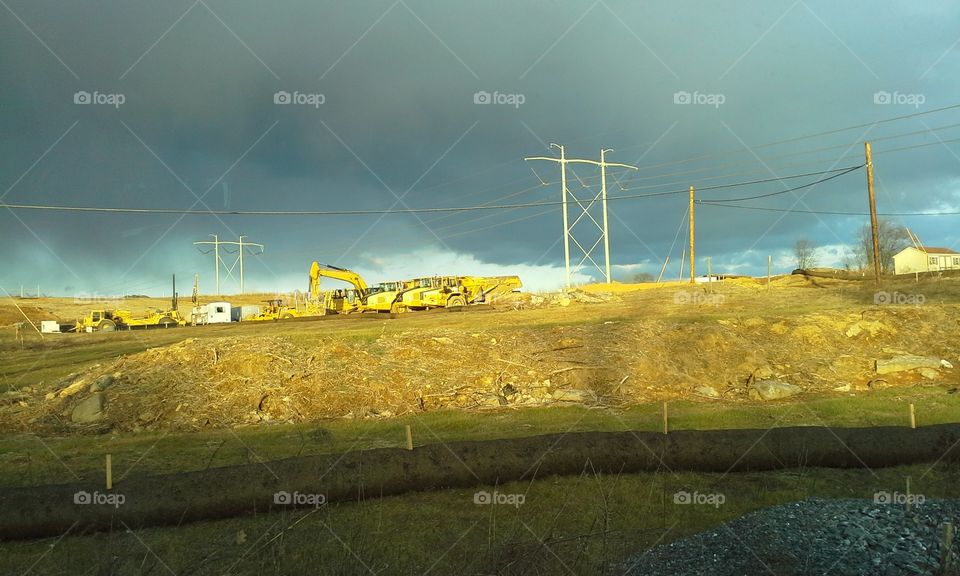 storm clouds at construction site