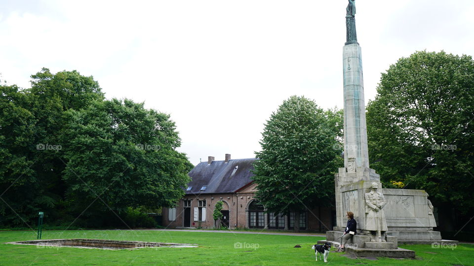 WW1 monument in a park in Antwerp