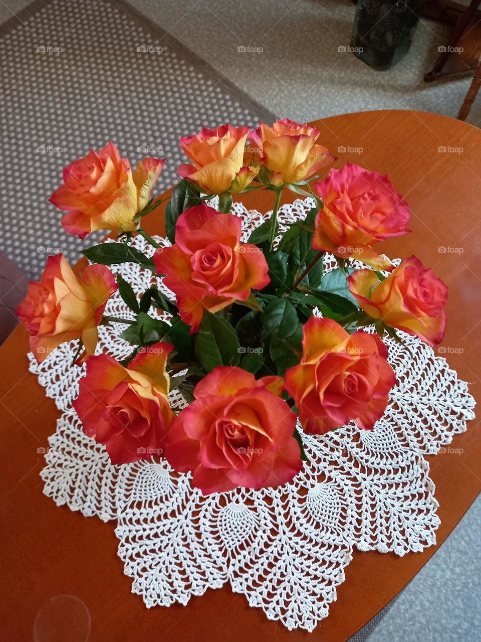 beautiful rose bucket in a vase