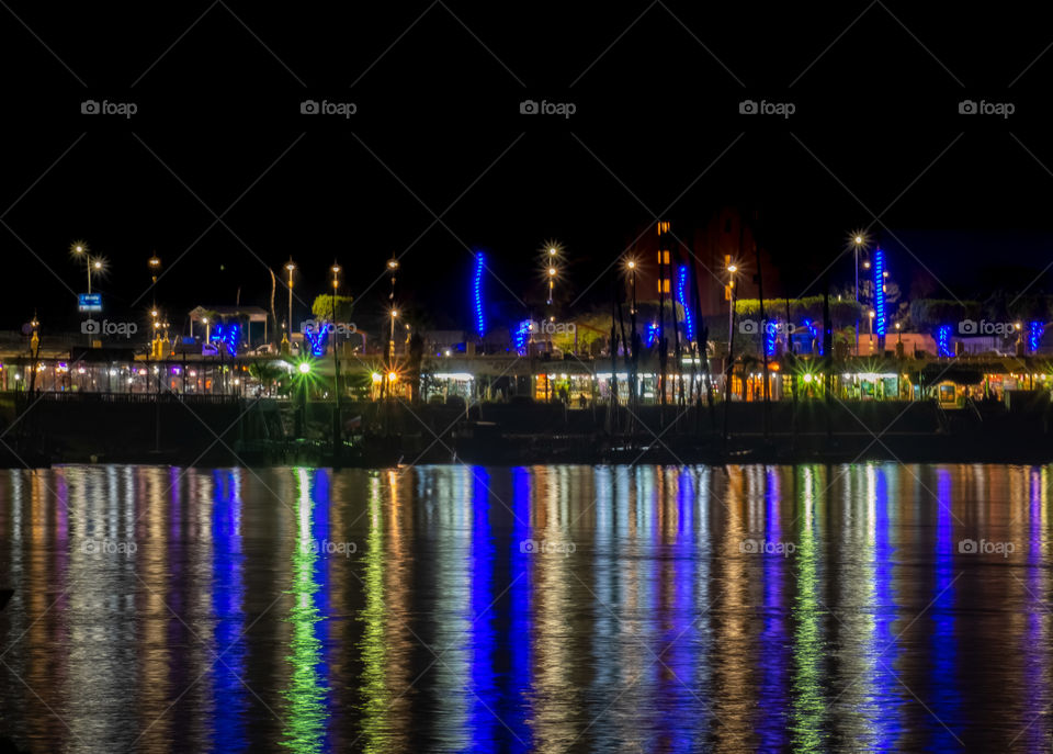 Beautiful night light of Luxor city reflect on Nile river