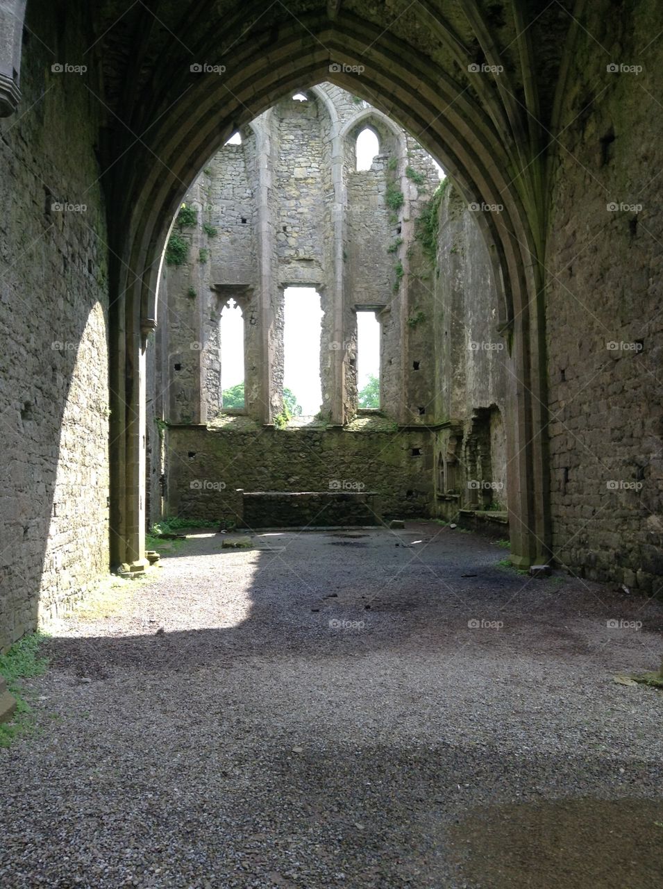Inside the Abbey in Hore Abbey Ireland 