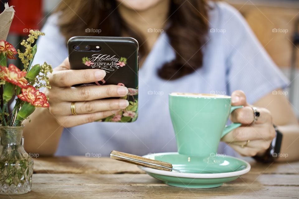 Women using smartphones 