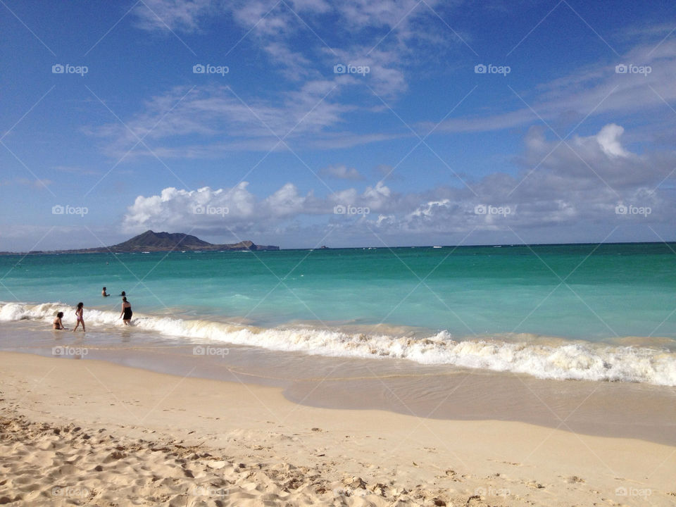 ocean blue clouds sand by patrickhardy