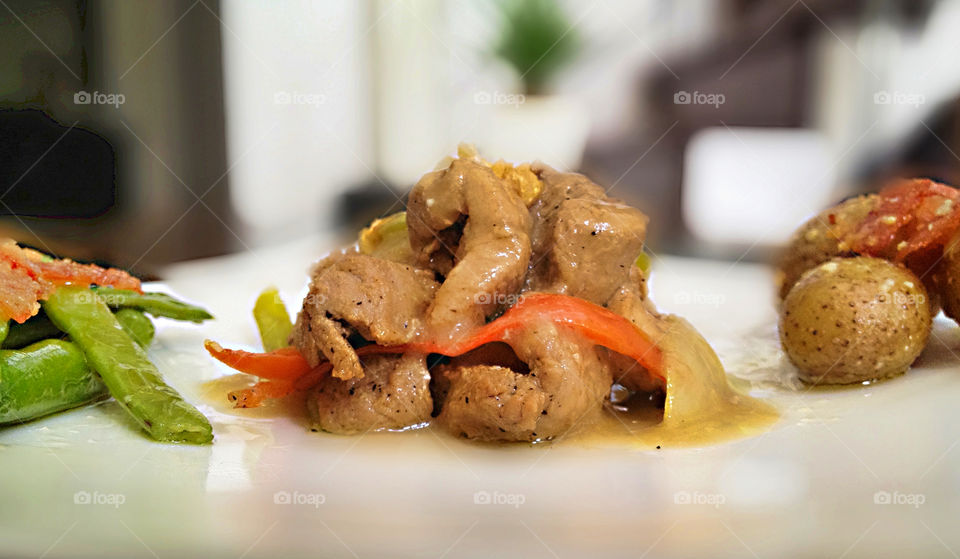Pork with gravy