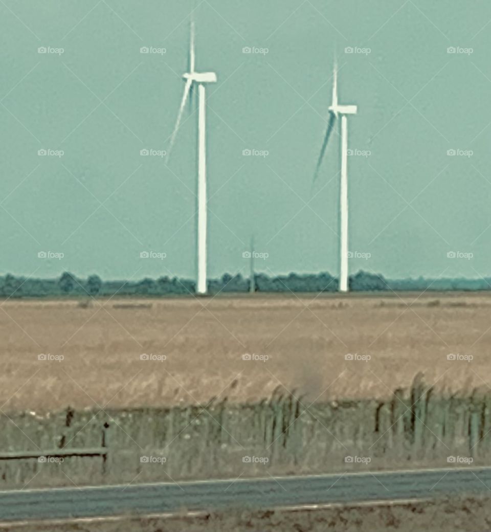 Windmills and fields