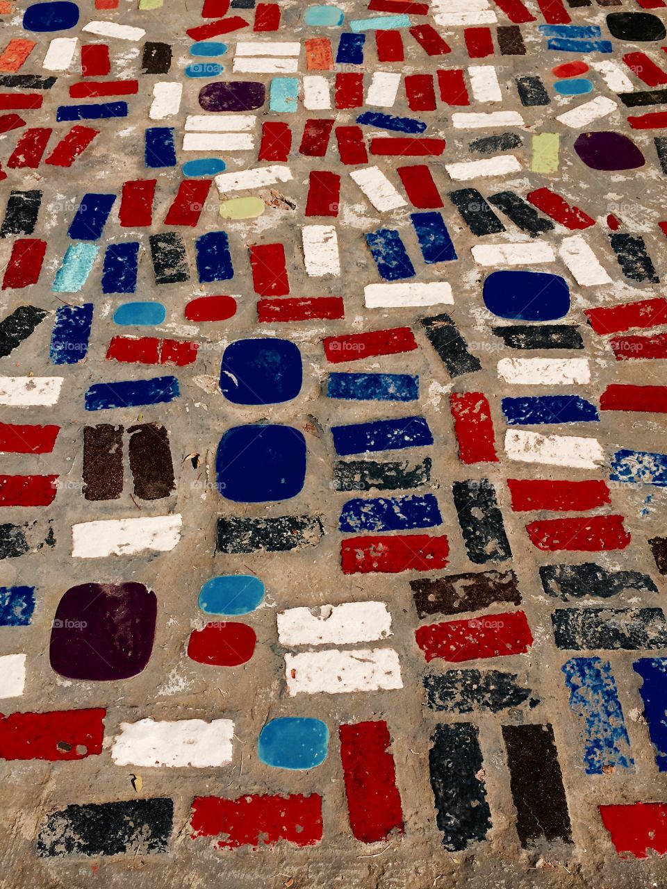 High angle view of tiled floor