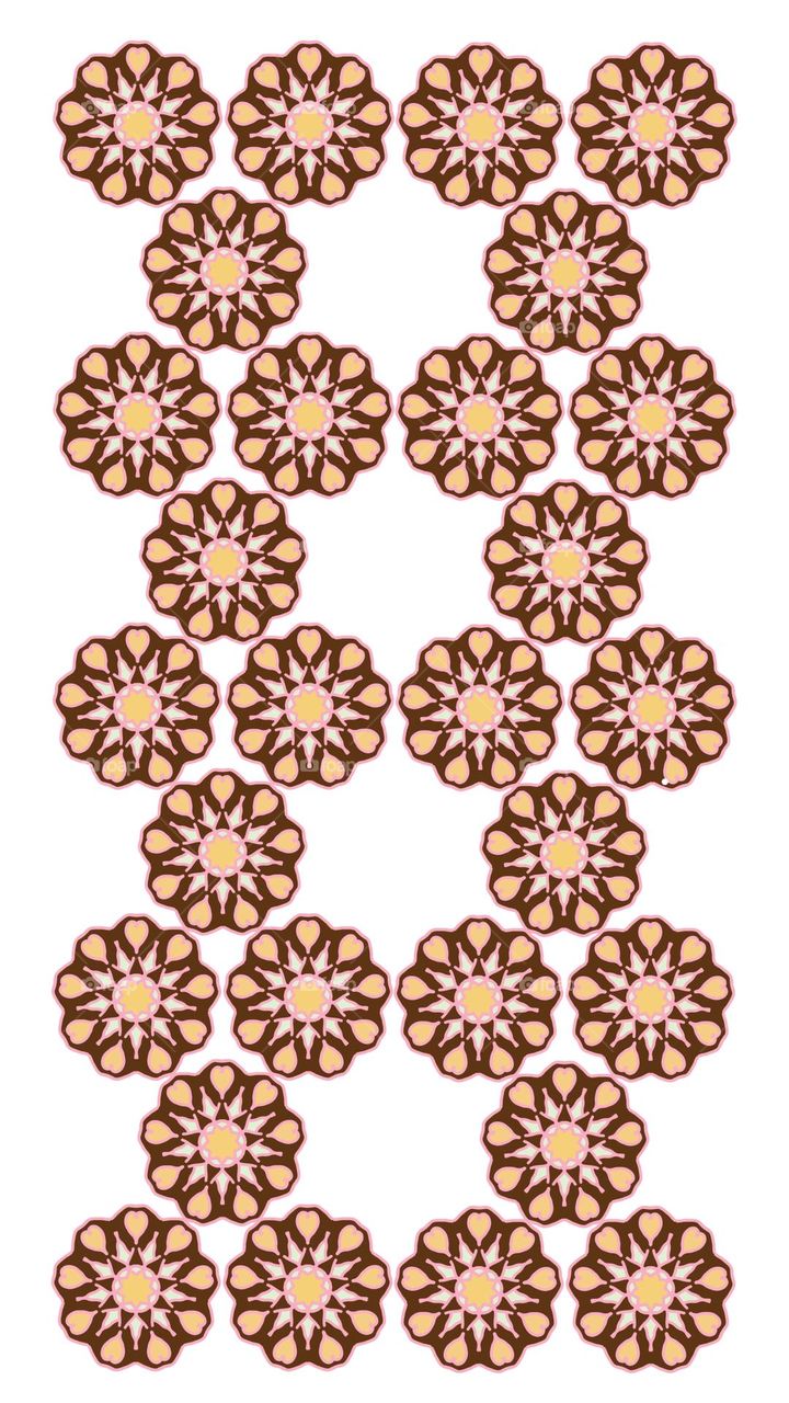 Fabric patterns, graphic patterns, tile patterns, Thai patterns Simple style on a white brown flower pattern