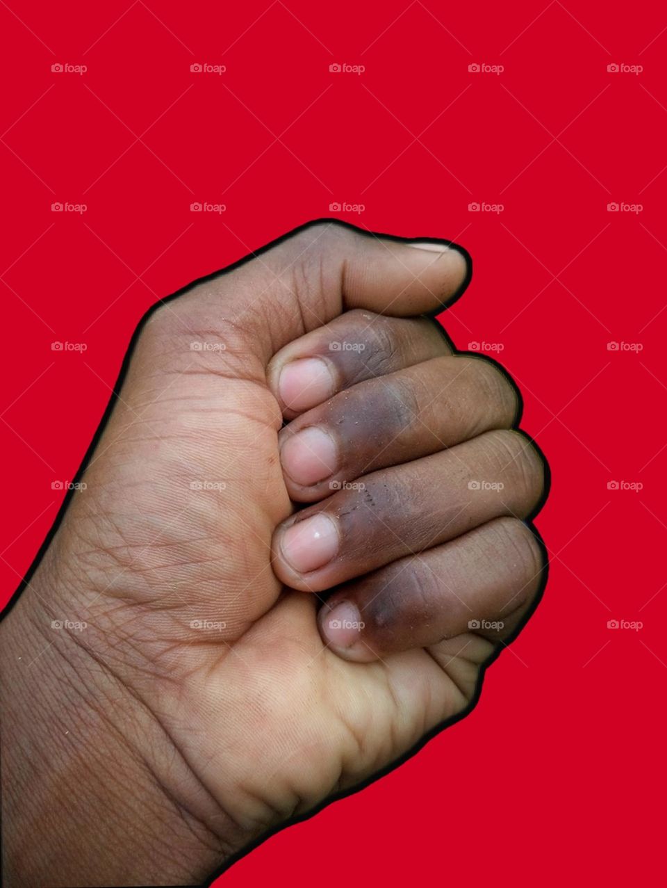 fist ✊ of hand in red background