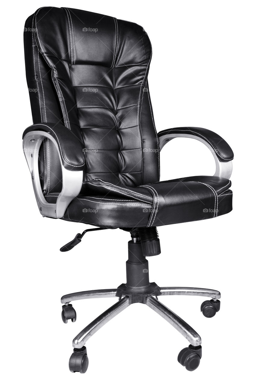 Black leather Executive chair isolated on white background