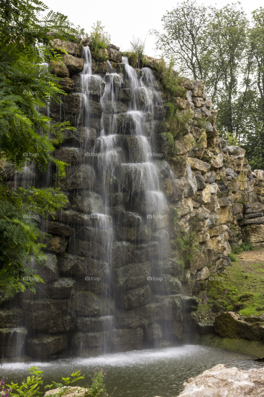 Waterfall with a curtain of water
