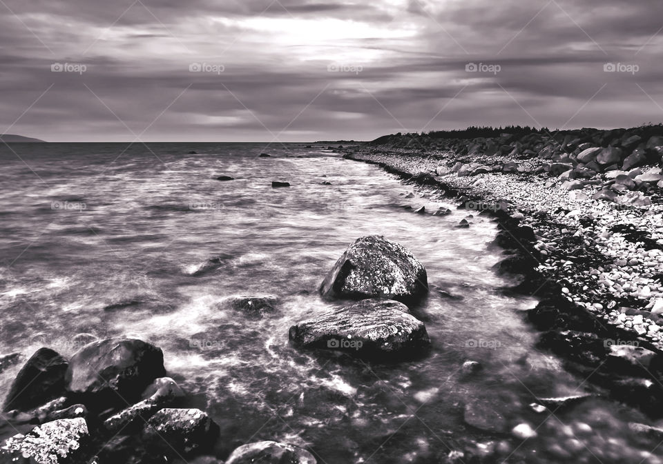 Shoreline of wild atlantic way at Silverstrand beach in Galway, Ireland