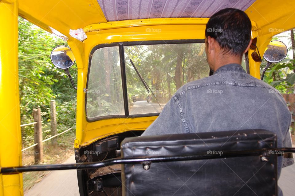 Inside the yellow tuk tuk, Goa, India. Inside the yellow tuk tuk, Goa, India