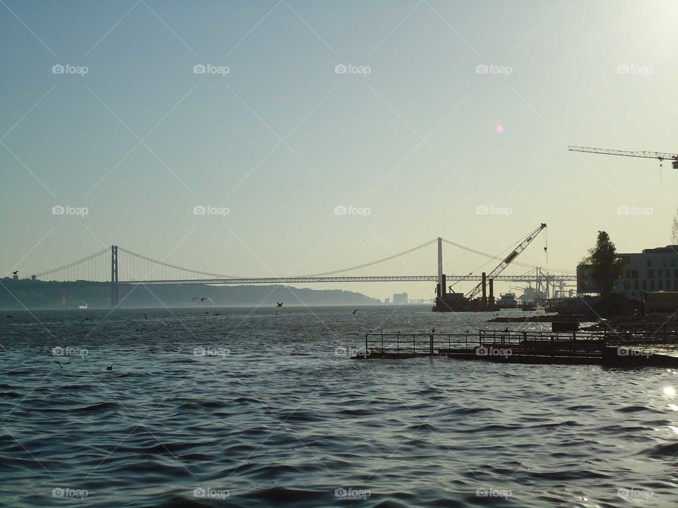 Bridge and River in Lisbon Portugal