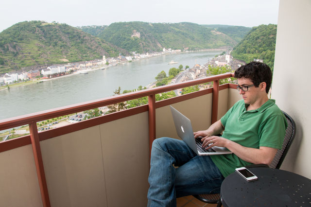 Working from vacation. 