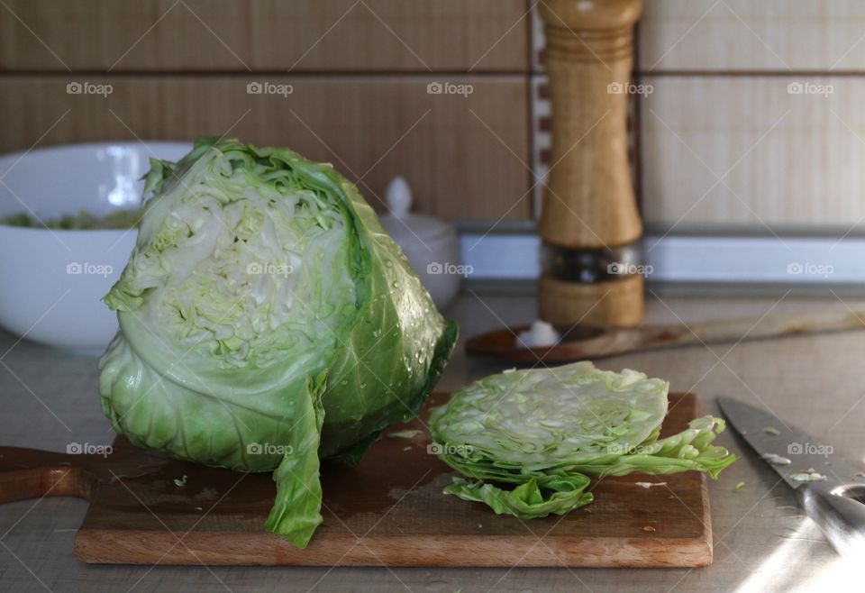 Cutting of a cabbage 