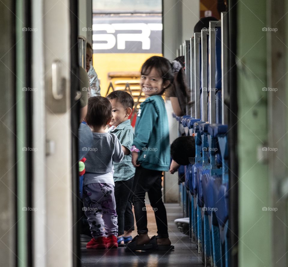 Kids enjoy their train trip