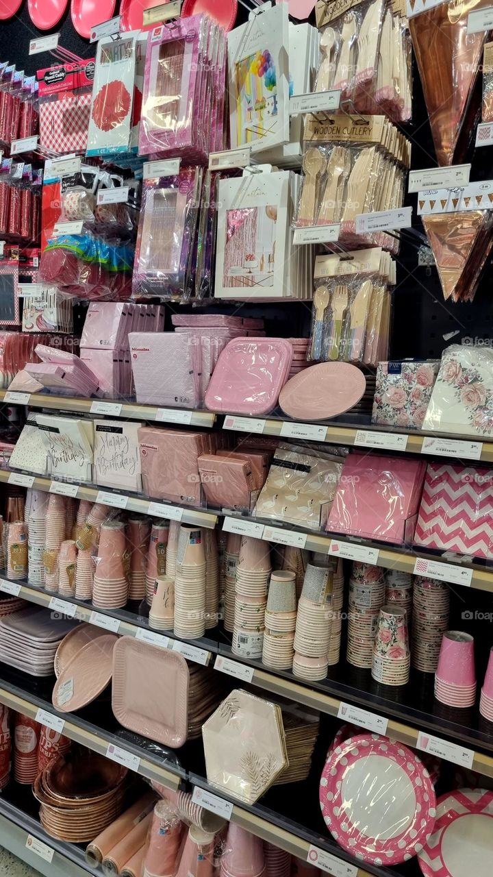 The party store has decorations suitable for every theme. Light pinks & pinks go well with a Barbie themed party.