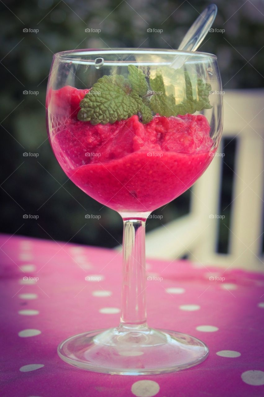 Smoothie juice in wineglass