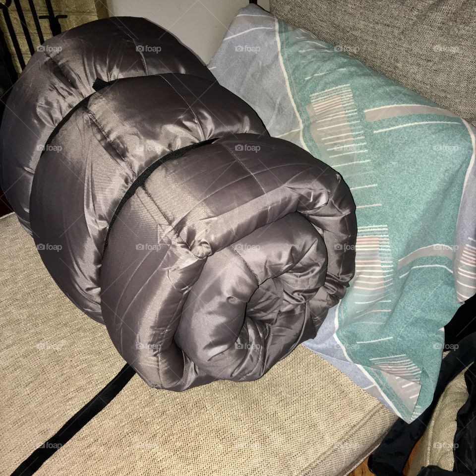 Sleeping Bag & Pillow. Ready to sleep overnight if needed😴💤