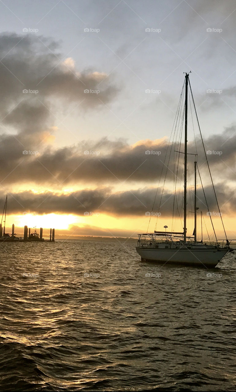 Sailboats at sunrise