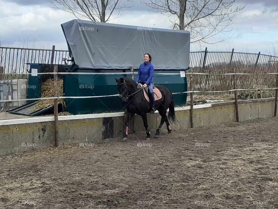 riding in the outside arena