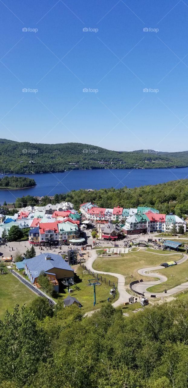 Little town of Mont Tremblant, Quebec - view from the top of the mountain