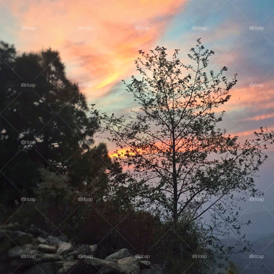 Colourful sky at mountain