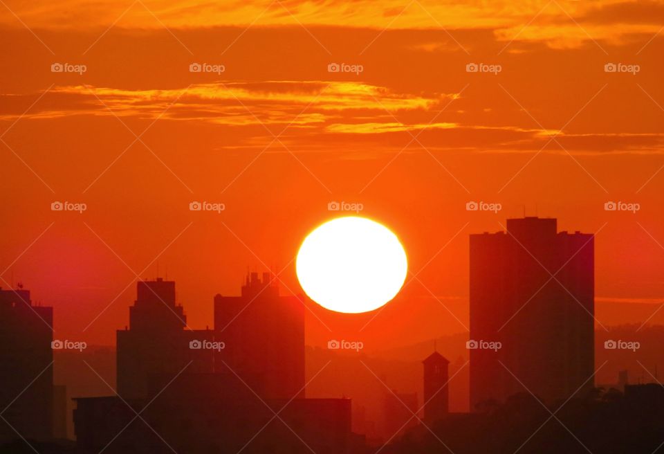 Sunset of city