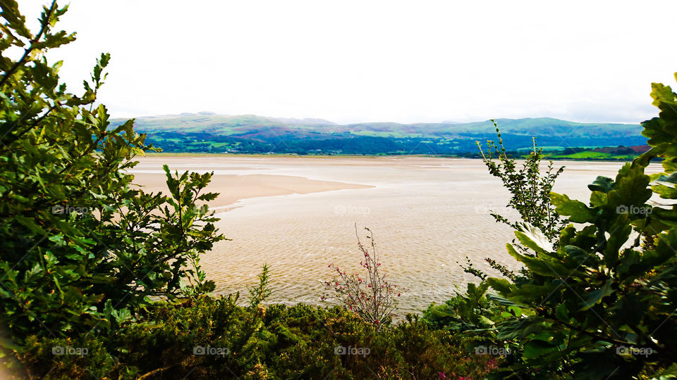 Beach at Port meirion in Wales, a wonderful, picturesque location. purpose built village in an Italian style.