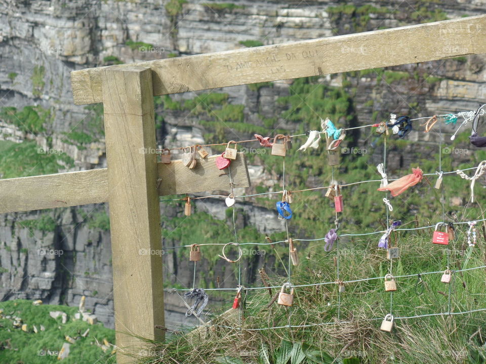 Locks at the cliffs in Ireland