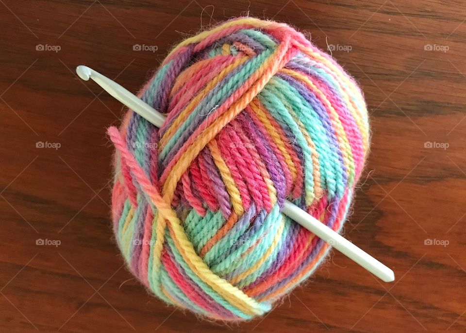 Wool with crochet needle