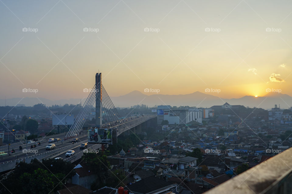 sun rise on Pasupati bridge in Bandung, West Java, Indonesia