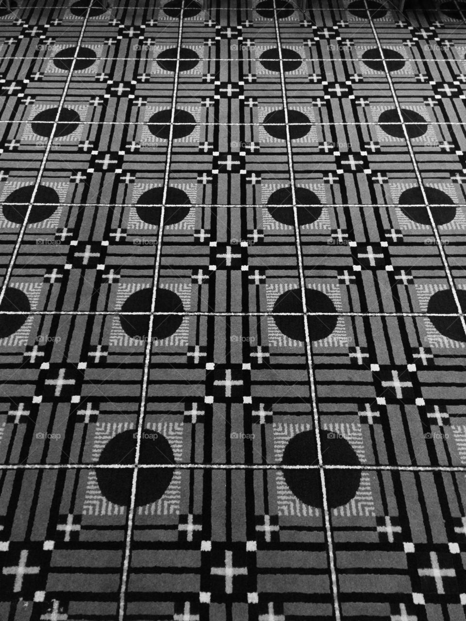 Black and white pattern carpet