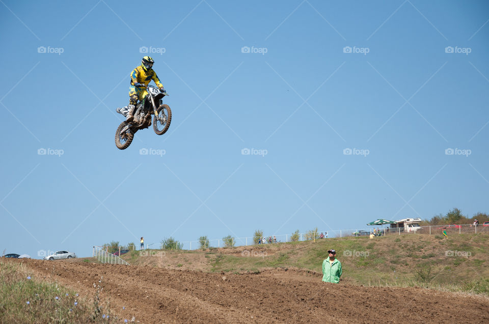 Motocross racer jump