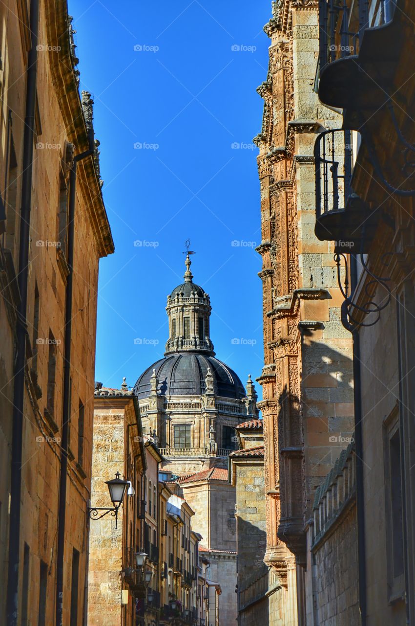 View of Iglesia de la Clerecía. Side view of Iglesia de la Clerecía, site of the Pontifical University, Salamanca.