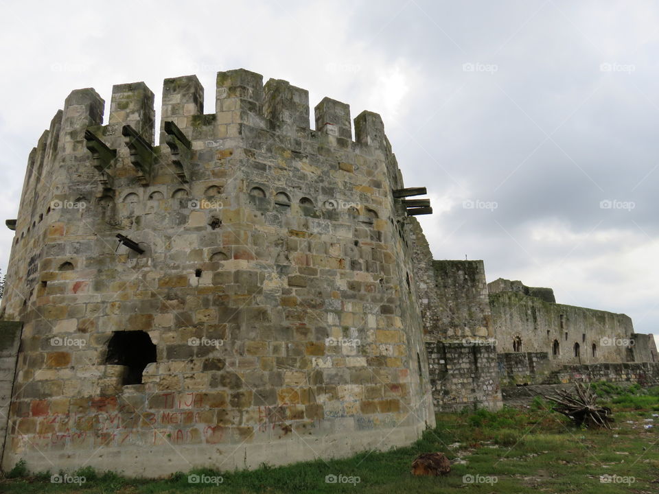 Medieval stone fortress tower