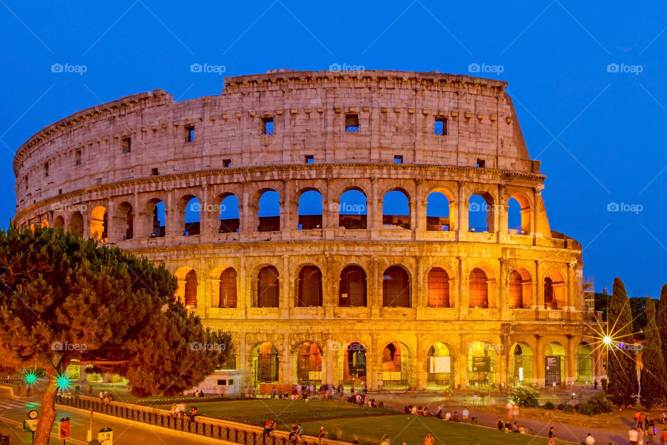 Colosseum at dust, Rome, Italy