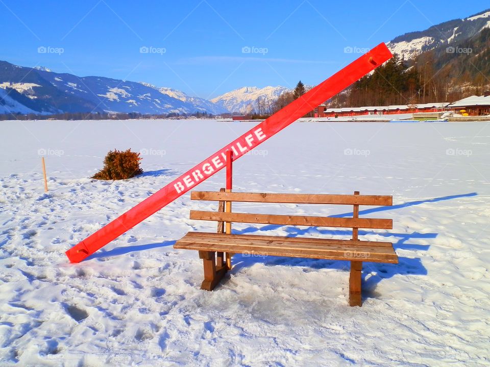 Frozen lake. Austrian alpes. Zell am see.