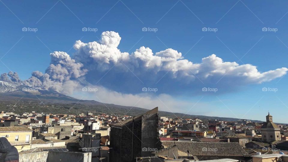 Etna volcano erupting and spewing ash