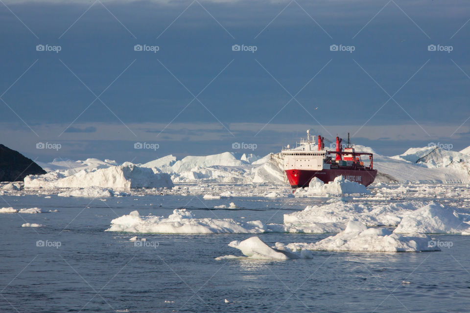 Ship in Arctic sea 