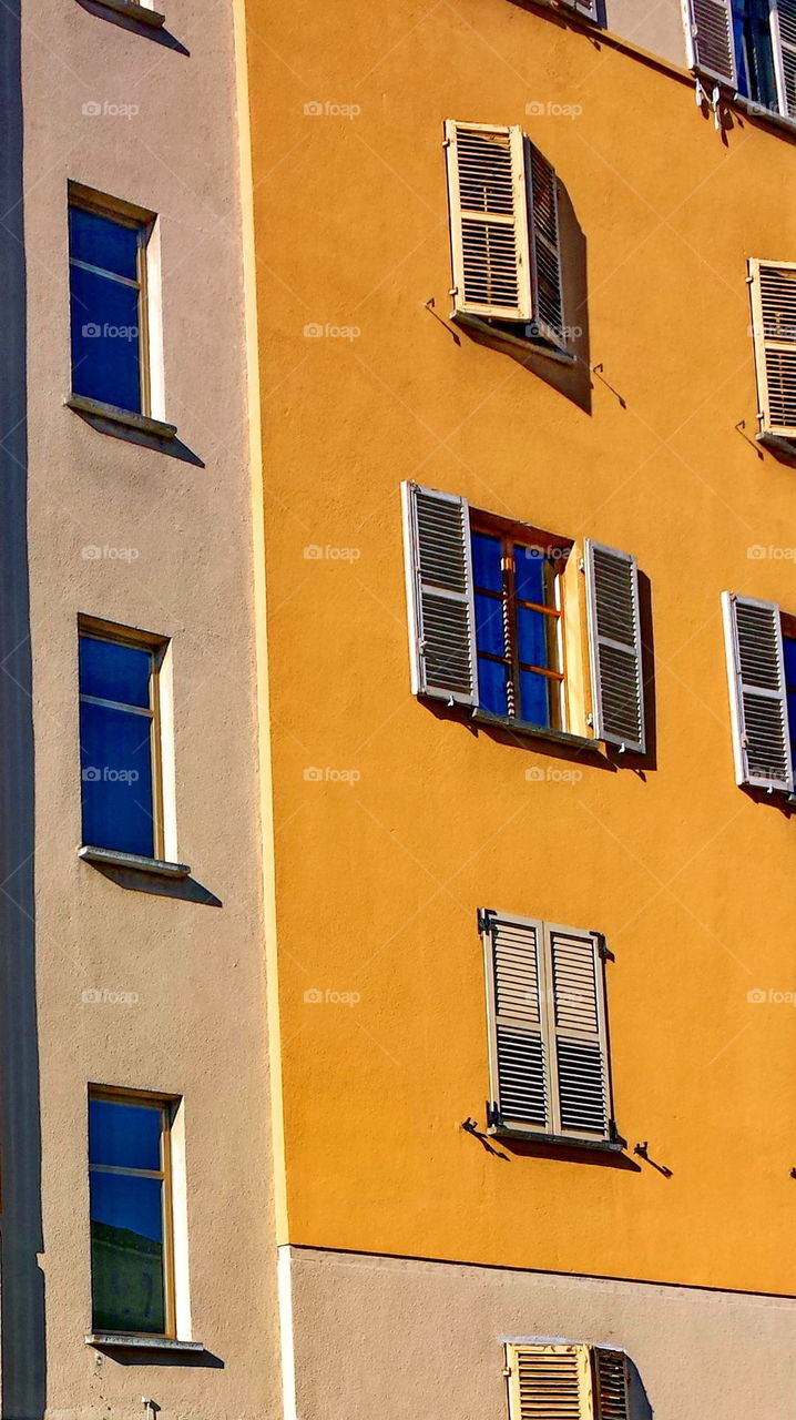 windows, facade, building, outdoor, colors, yellow, open