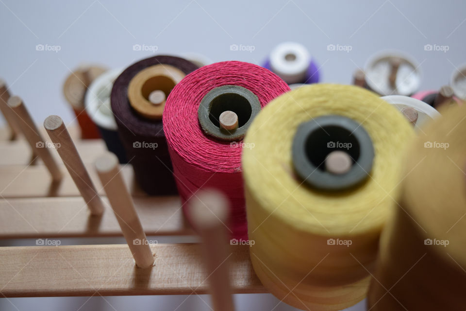 Elevated view of spools
