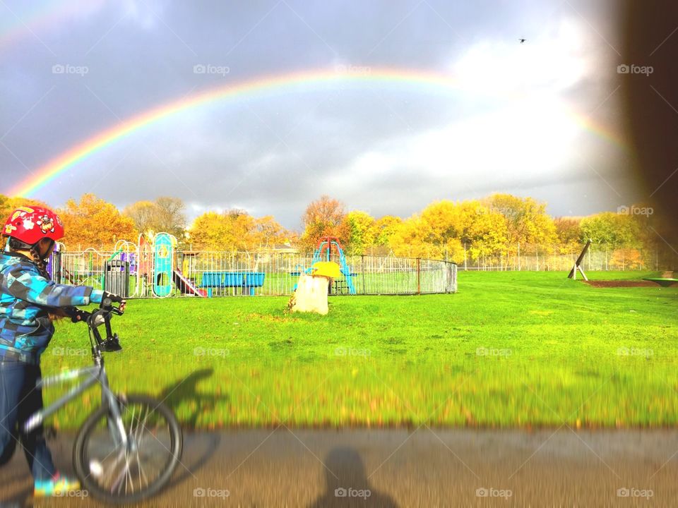 Rainbow over park 