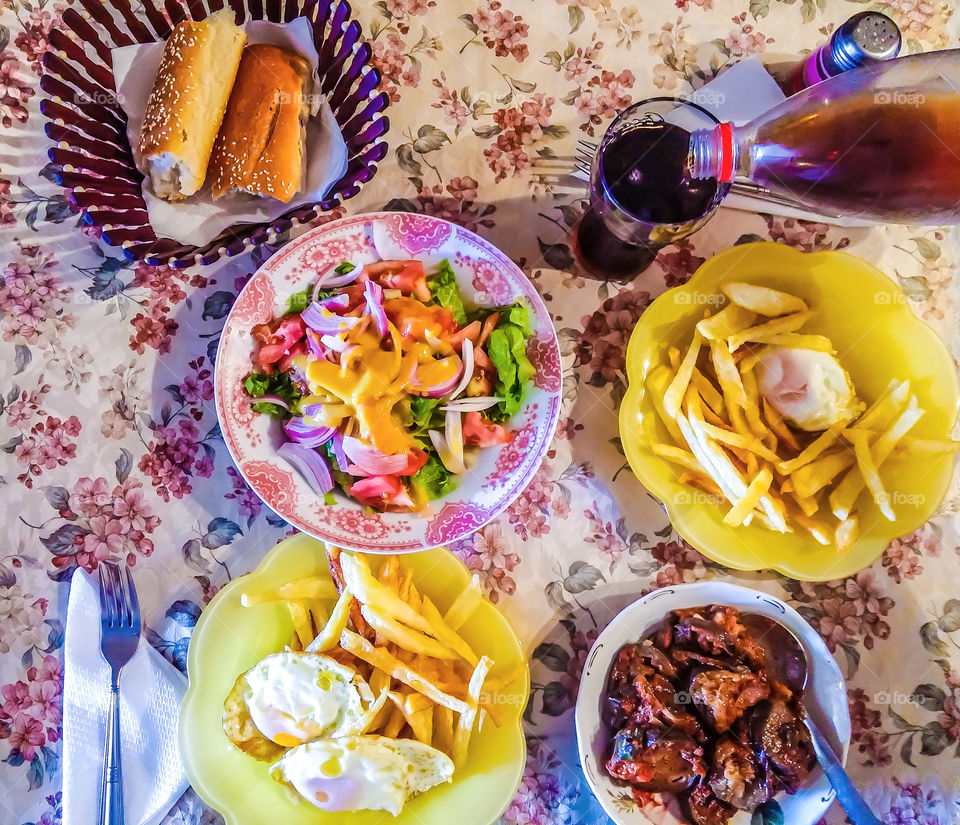 table with various dishes